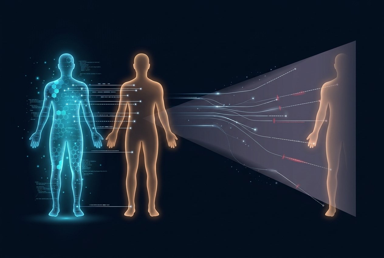Model drift — a digital model and a real patient diverging over time as the body changes